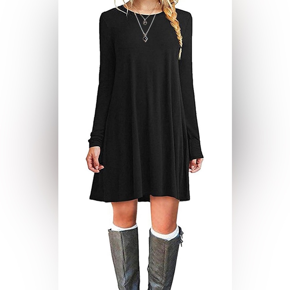 MOLERANI Women's Casual Plain Simple Long Sleeve T-Shirt Loose Dress